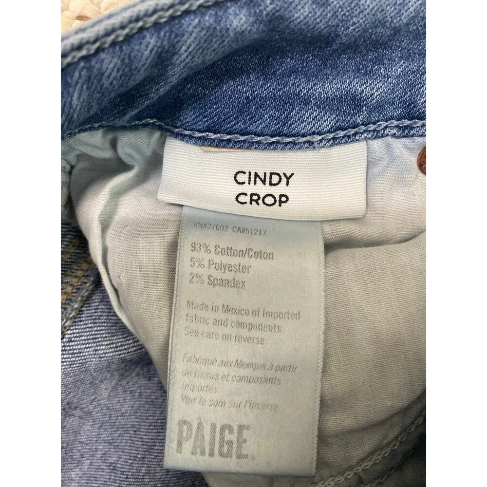 Paige Cindy Crop Straight Exposed Button Fly High-Rise Lightly Distressed 27